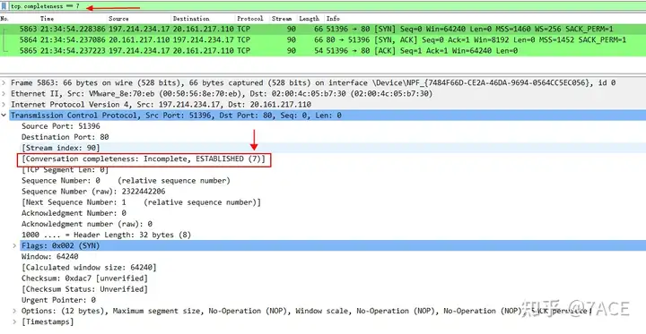 Understanding TCP Conversation Completeness in Wireshark