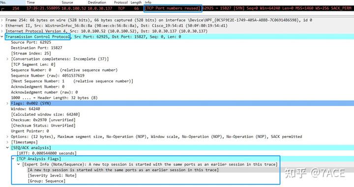 Understanding TCP Port Numbers Reused in Wireshark